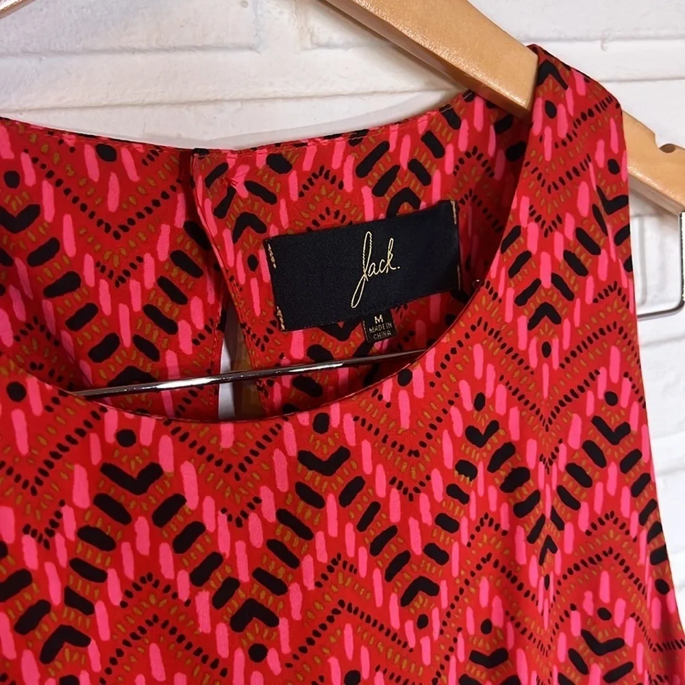 Jack by BB Dakota Red Geometric Chevron Keyhole Dress, women’s Size Medium